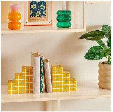 Βιβλιοστάτης Τουβλάκια σε Κίτρινο Χρώμα 8.1x14.9x14.9εκ. 1τμχ