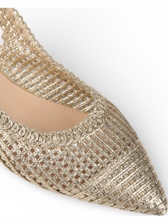 Γυναικείες Μπαλαρίνες Slingback σε Χρυσό Χρώμα
