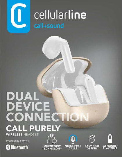 Cellular Line Earbud In-ear Casti Bluetooth Handsfree cu Husă de Încărcare Aurii