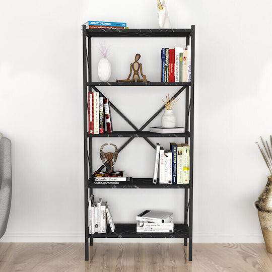 Βιβλιοθήκη Colmar Μαύρη 66x34x160εκ.