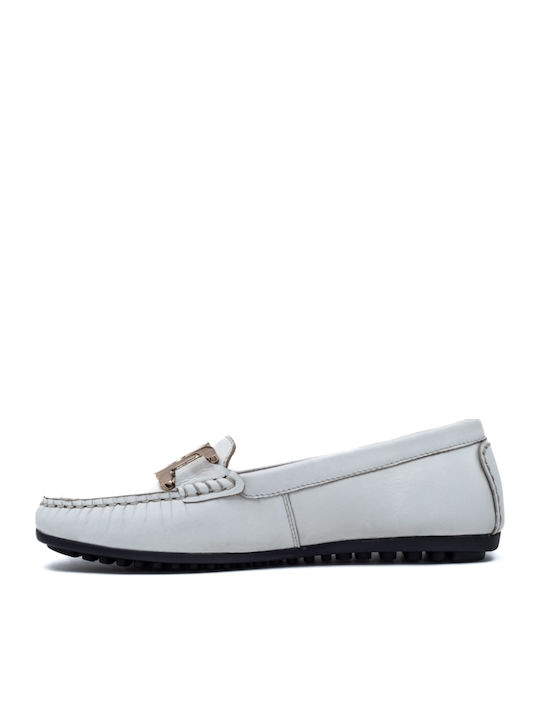 Mocasini Dama Din Piele Albă