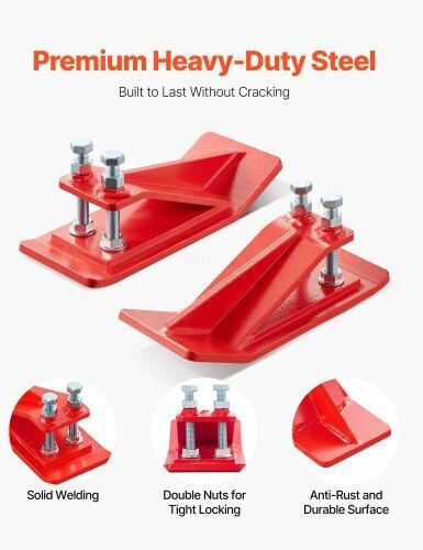 Vevor Tractor Bucket Protector 2pcs Heavy Duty Steel Bucket Edge Protectors Edge Tamer Anti-skid Device Double Hexagon Lock Nuts Bolts Snow Leave Removal & Spreading Gravel Red
