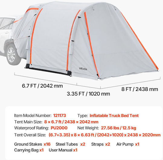 Vevor Camping Tent Car 3 Seasons 244x204cm