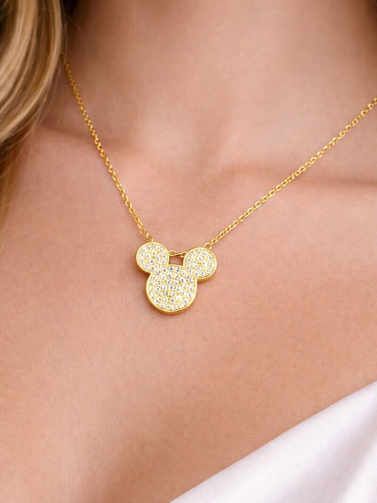 Eluna Necklace From Gold Plated Steel With Zircon