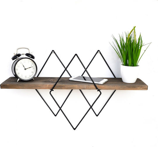Wall Shelf Chantria Walnut / Black 60x14x36cm