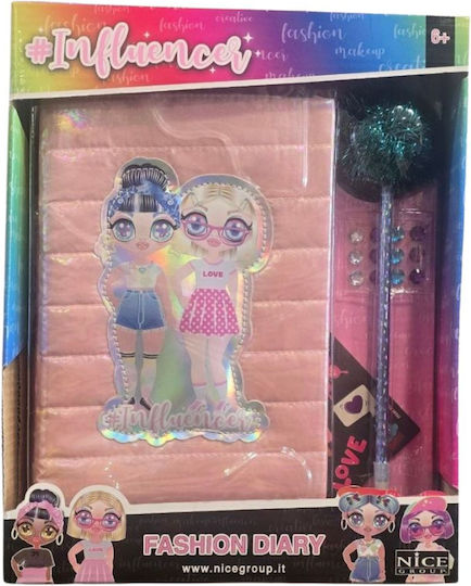 Nice Influencer Fashion Diary Iridescent Cover Stickers & Pencil Pom-pom 92053 6+ Years