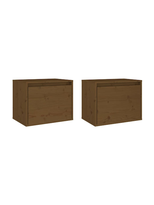 Wand-Kabinette Braun Meliert Mit LED 2 Stück 45x30x35cm