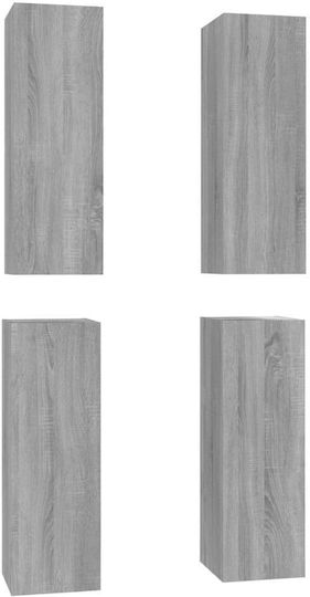 Wall-Mounted Living Room Cabinet with Lighting Grey 30.5x30x90cm