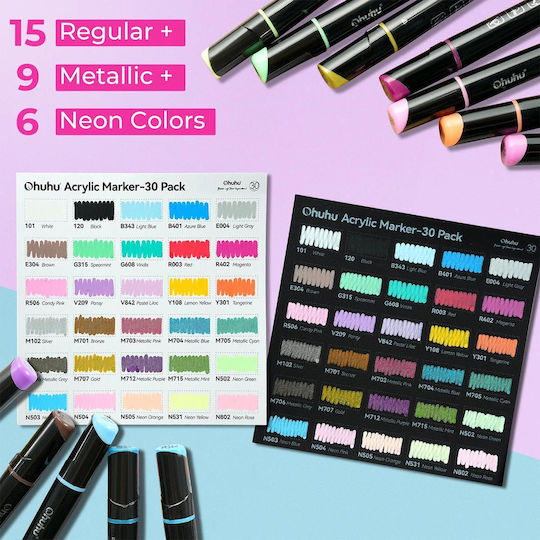 Ohuhu Kalalau Bullet Tip 12 Drawing Markers Basic Colours