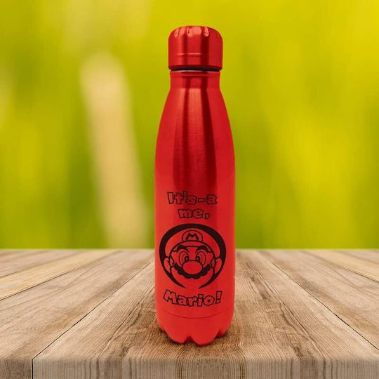 Pyramid International Nintendo Kids Water Bottle Thermos Super Mario Aluminium with Screw Cap Non Spill Red 540ml