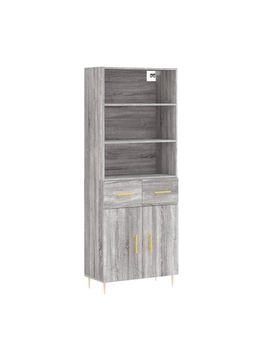 Bookcase Gray 69.5x34x180cm