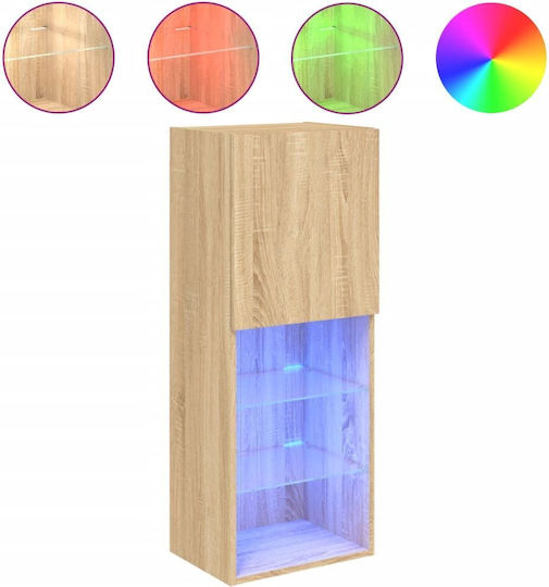 Cabinet Wall with LED 40.5x30x102cm Coffee