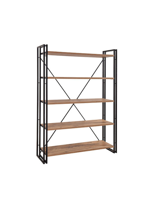 Bookcase Atlas Atlantic Pine - Black 130x35x180cm