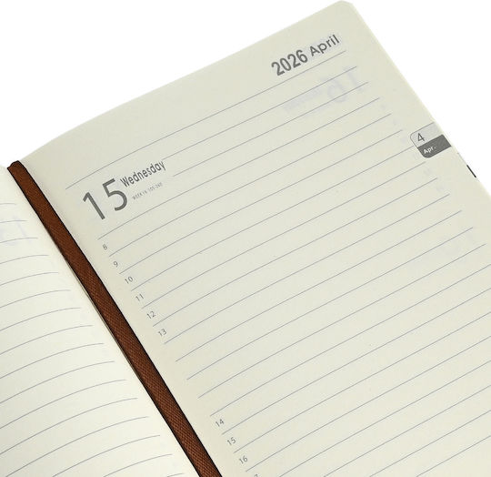 Estia Daily Agendas 2026 Brown 14.5x21.5cm