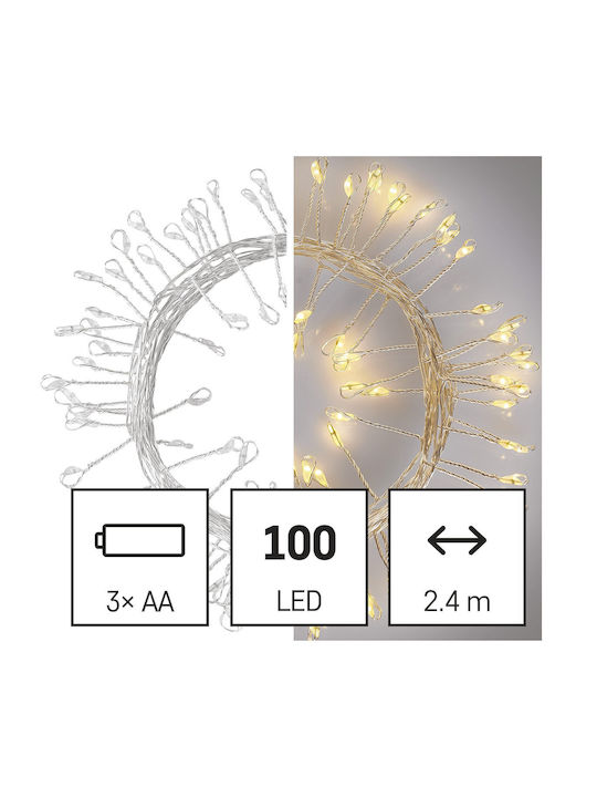 100 Lichter LED 2.4m. Warmes Weiß Batterie in Zeichenfolge 1Stück 100 Lichter LED 2.4m. Warmes Weiß Batterie in Zeichenfolge 1Stück