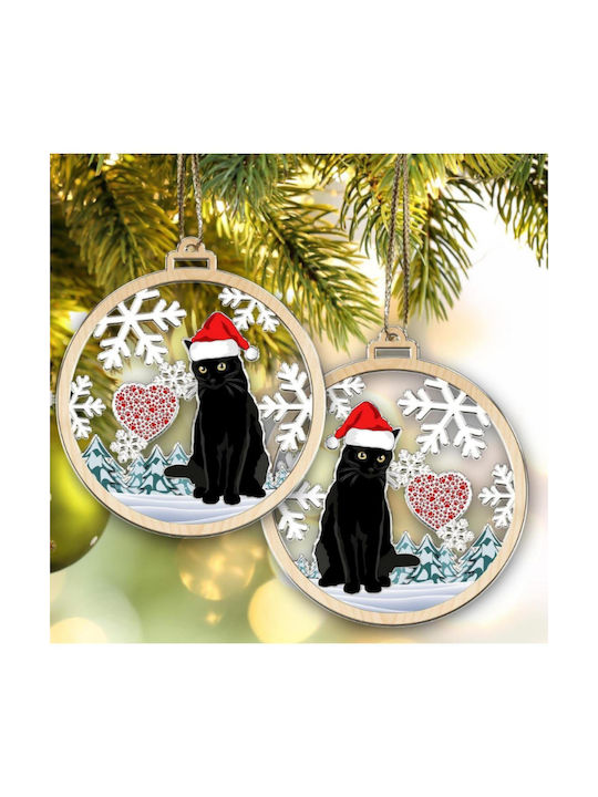 Ornament De Crăciun Pentru Brad Model Pisică Diam.7.2cm Ornament De Crăciun Pentru Brad Model Pisică Diam.7.2cm