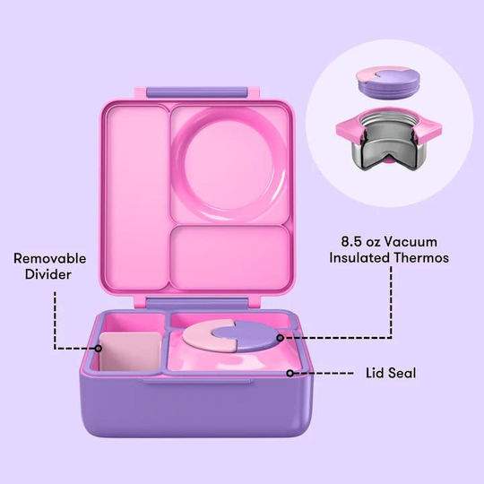Omie Omiebox Пластмасово детско контейнерче за храна Еднорози Розов