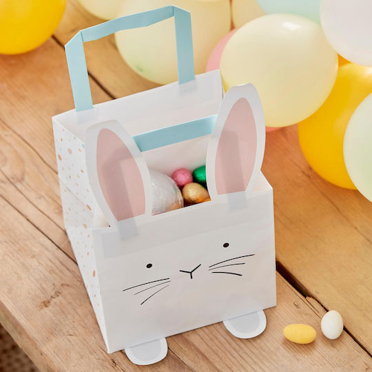 Ginger Ray Rabbit Paper Bag for Gift White 17.5x27x15cm. 5pcs