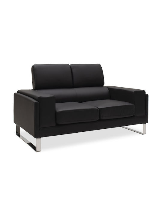 Shea Διθέσιος Καναπές Δερματίνη Μαύρο - Inox 158x80x87εκ.