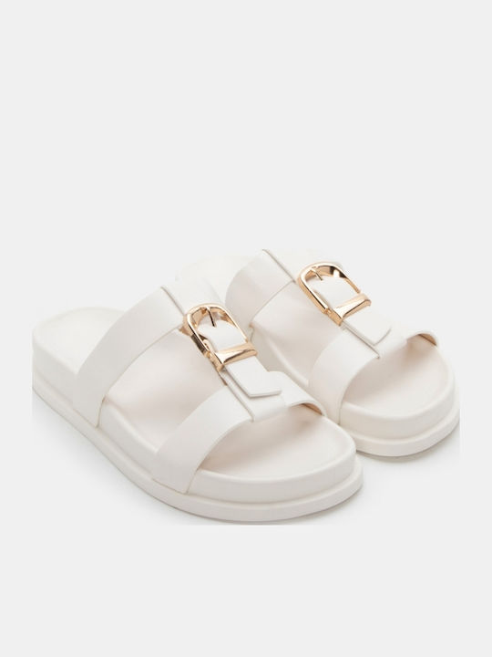 Sandale Casual Damă Flatforme Albe