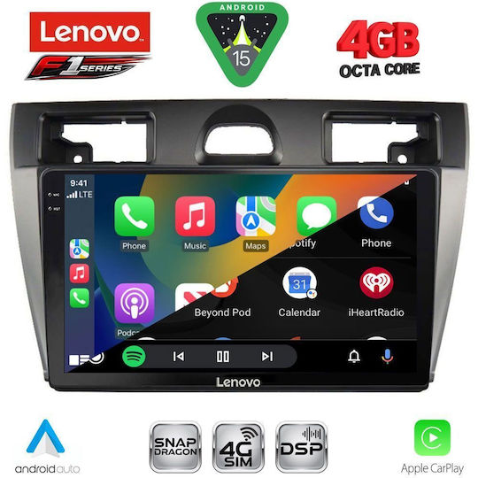 Lenovo Car Audio System for Ford Fiesta 2005-2008 Bluetooth USB WiFi GPS Apple CarPlay Android Auto with 9" Touch Screen