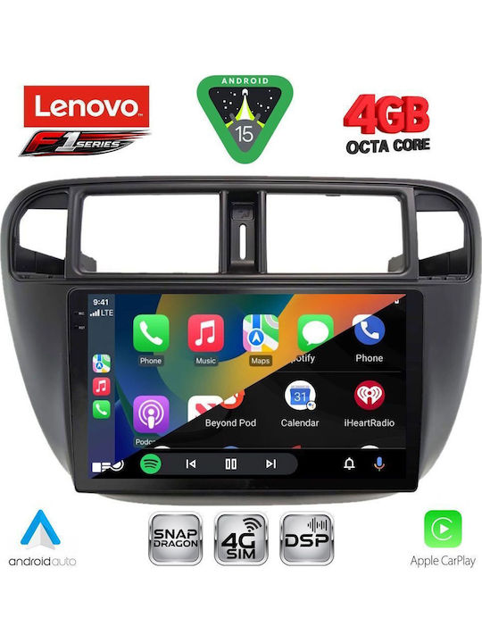 Lenovo Car Audio System for Honda Civic 1995-2001 with A/C Bluetooth USB WiFi GPS Apple CarPlay Android Auto with 9" Touch Screen