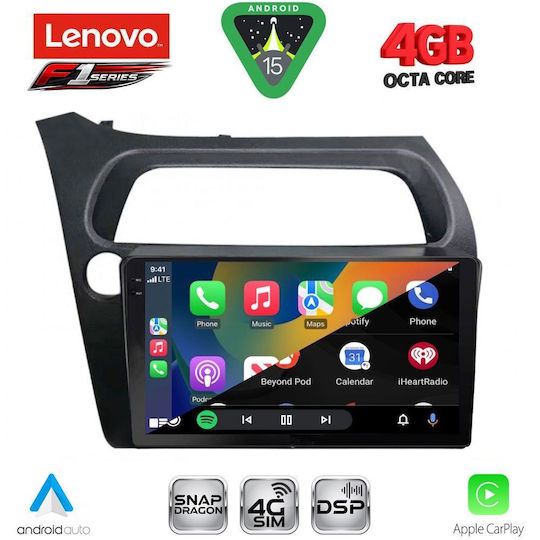 Lenovo Ηχοσύστημα Αυτοκινήτου για Honda Civic 2006-2012 (Bluetooth/USB/WiFi/GPS/Apple-Carplay/Android-Auto) με Οθόνη Αφής 9"