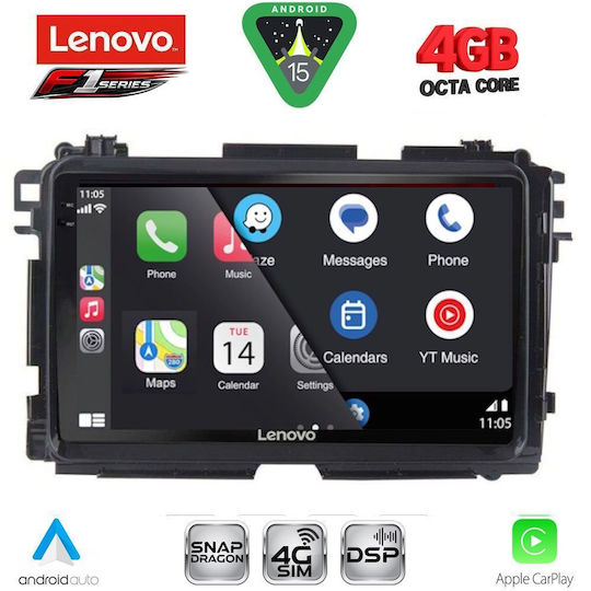 Lenovo Ηχοσύστημα Αυτοκινήτου για Honda HR-V 2015-2021 (Bluetooth/USB/WiFi/GPS/Apple-Carplay/Android-Auto) με Οθόνη Αφής 9"