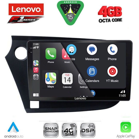Lenovo Ηχοσύστημα Αυτοκινήτου για Honda Insight 2009-2014 (Bluetooth/USB/WiFi/GPS/Apple-Carplay/Android-Auto) με Οθόνη Αφής 9"