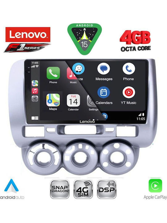 Lenovo Car Audio System for Honda Jazz 2002-2008 with A/C (Bluetooth/USB/WiFi/GPS/Apple CarPlay/Android Auto) with 9" Touch Screen
