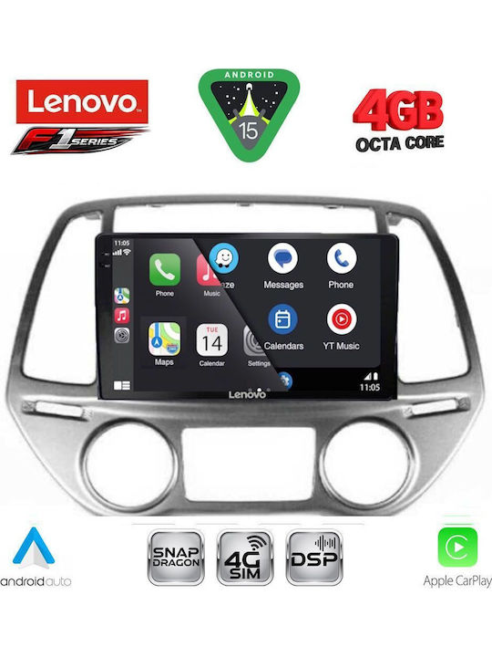 Lenovo Car Audio System for Hyundai i20 2008-2012 with Clima (Bluetooth/USB/WiFi/GPS/Apple CarPlay/Android Auto) with 9" Touch Screen