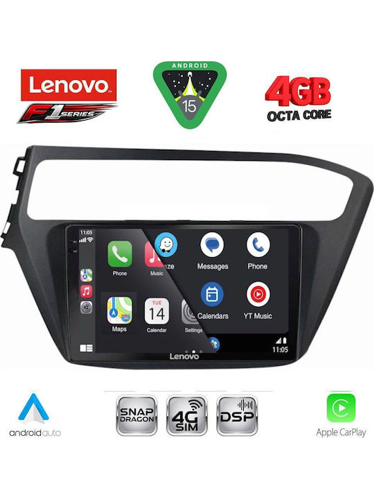 Lenovo Car Audio System for Hyundai i20 2018-2021 Bluetooth USB WiFi GPS Apple CarPlay Android Auto with 9" Touch Screen