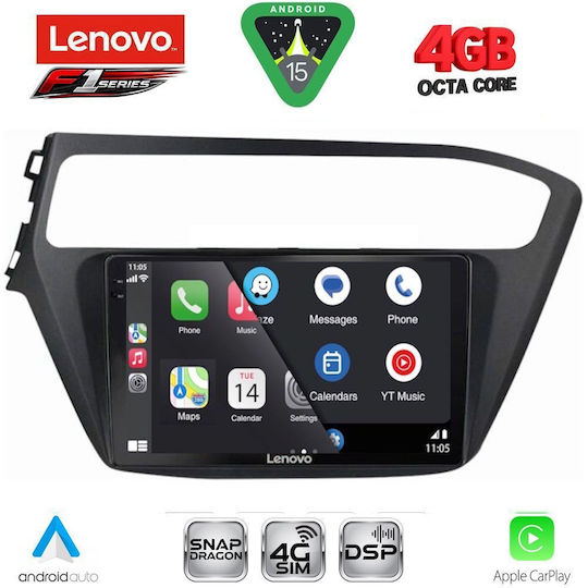 Lenovo Car Audio System for Hyundai i20 2018-2021 Bluetooth USB WiFi GPS Apple CarPlay Android Auto with 9" Touch Screen