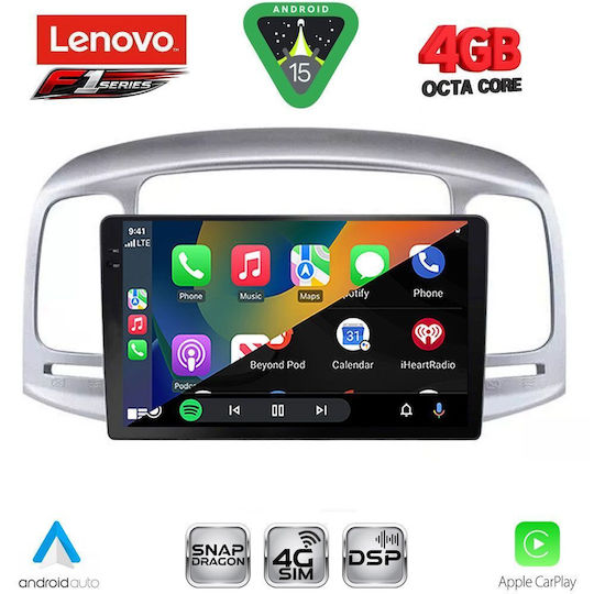 Lenovo Car Audio System for Hyundai Accent 2005-2012 Bluetooth USB WiFi GPS Apple CarPlay Android Auto with 9" Touch Screen