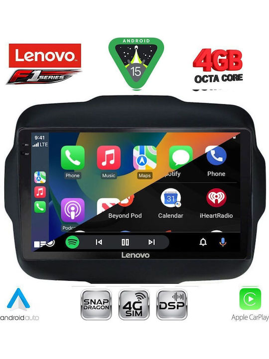 Lenovo Car Audio System for Jeep Renegade 2014-2022 (Bluetooth/USB/WiFi/GPS/Apple CarPlay/Android Auto) with 9" Touch Screen