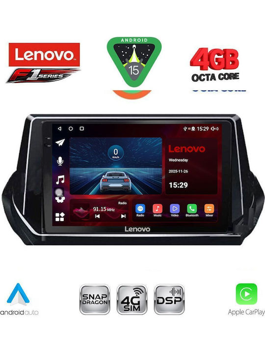 Lenovo Car Audio System for Peugeot 208 2021-2026 Bluetooth USB Wi-Fi GPS Apple CarPlay Android Auto with 9-inch Touch Screen LENOVO SSQ 9509 CPA