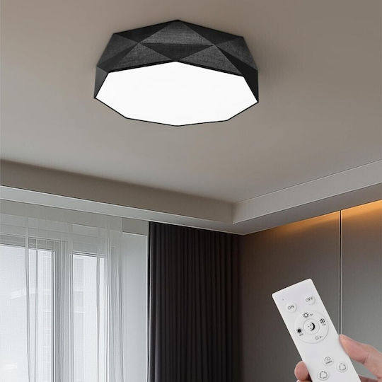 Navaris Plafonieră de Tavan 52 cm Neagră cu LED Integrat și Telecomandă