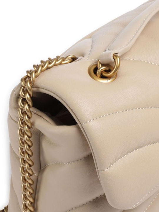 Love Puff Leather Women's Shoulder Bag Beige