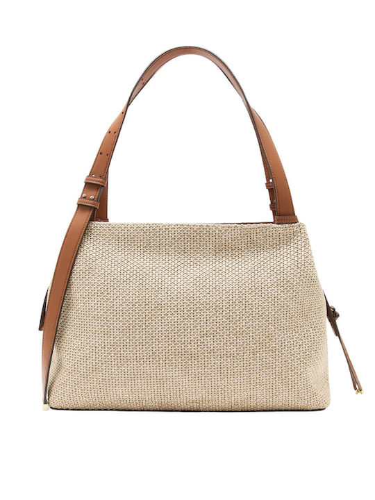 Fabric Women's Shoulder Bag Beige