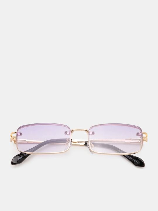 Luigi Unisex Sunglasses With Gold Metallic Frame And Purple Lens 4841342