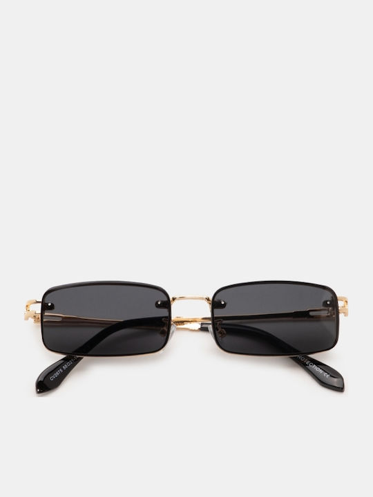 Luigi Unisex Sunglasses with Black Metallic Frame and Black Lens 4841301