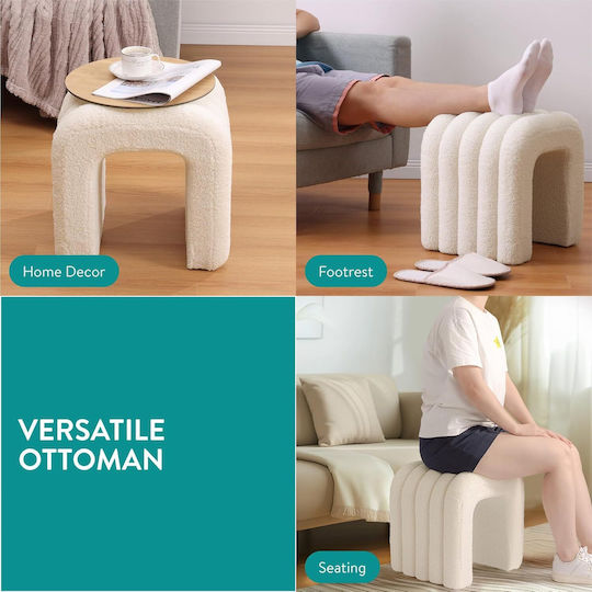 Σκαμπό Σαλονιού Επενδυμένο με Ύφασμα White 41x35x43εκ.