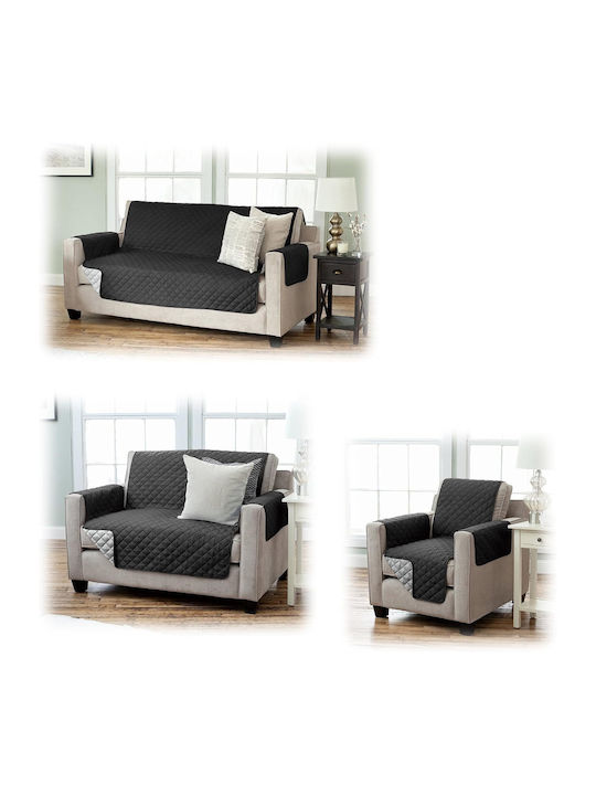 Jemidi24 Elastic Cover Two Seater Sofa Black/Grey 191x224cm