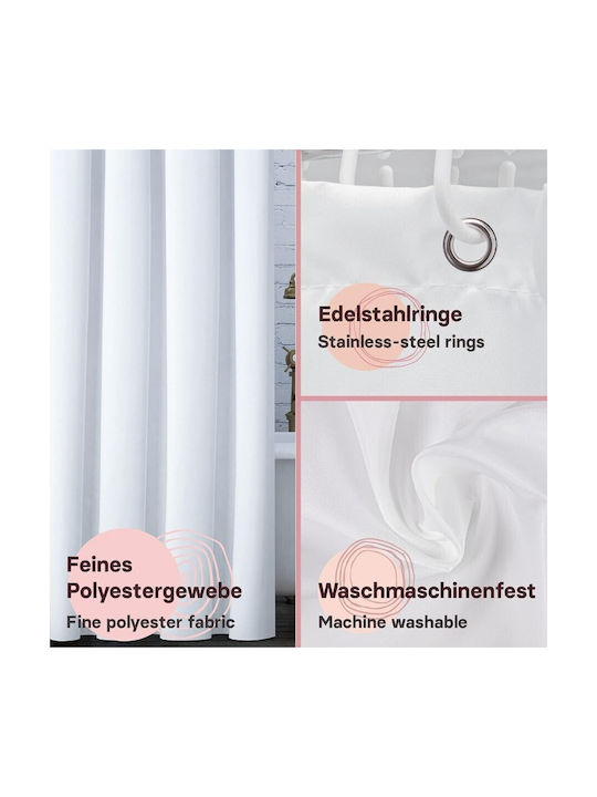 Valneo Shower Curtain Fabric 180x200cm White