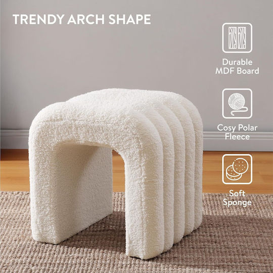 Σκαμπό Σαλονιού Επενδυμένο με Ύφασμα White 41x35x43εκ.