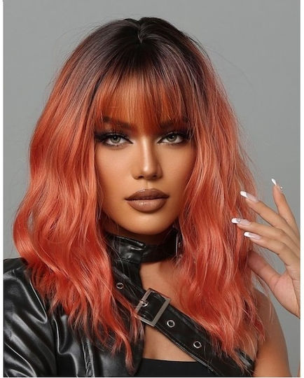 Animis Beauty Περούκα με Συνθετική Τρίχα σε Πορτοκαλί Χρώμα 36cm