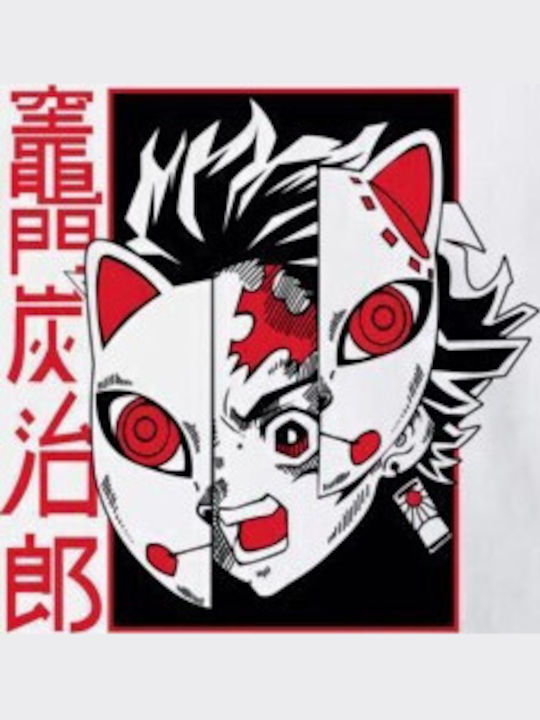 Kinderoberteile T-Shirt Weiß Tanjiro Kamado Split-Maske