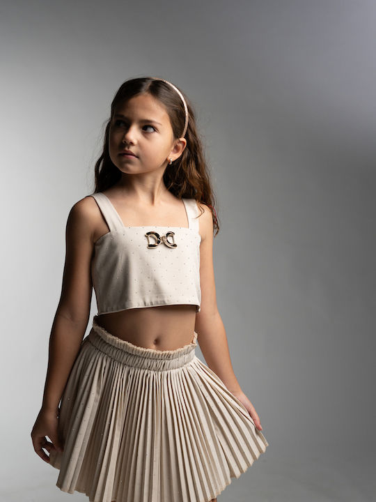 Kids Set with Skirt Summer 2pcs Beige