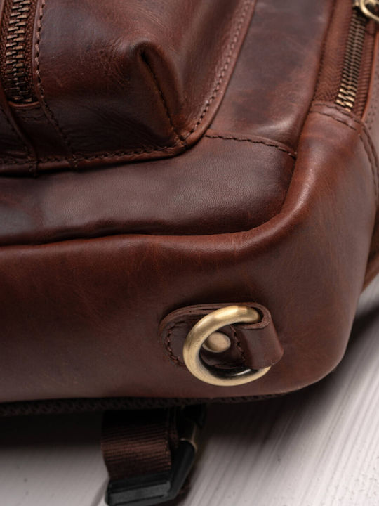 Premium Leather Urban Backpack Work Laptop Cognac Paolo Peruzzi Ay-31-cg