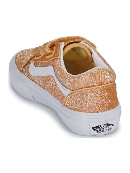 Old Skool V Kids Sneakers with Hoop & Loop Closure Gold